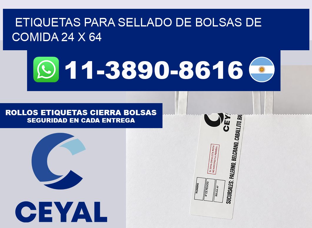 ETIQUETAS PARA SELLADO DE BOLSAS DE COMIDA 24 x 64