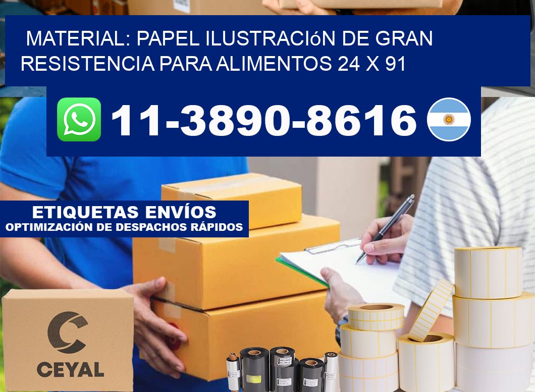 Material: papel ilustración de gran resistencia para alimentos 24 x 91
