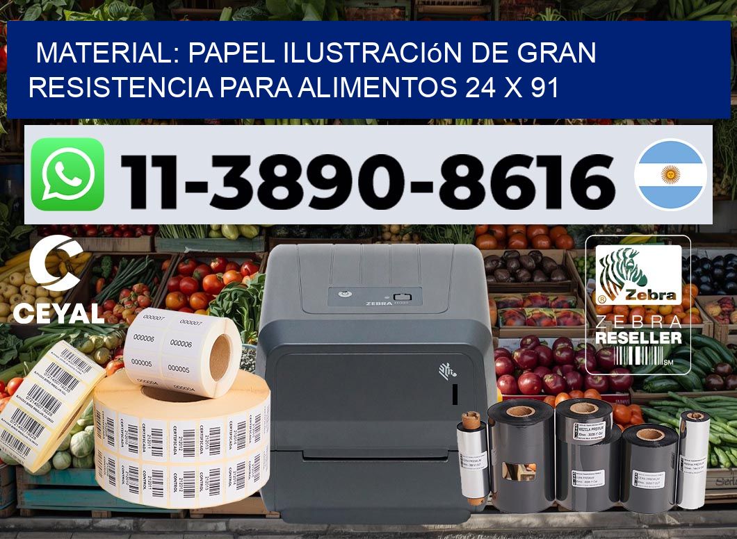 Material: papel ilustración de gran resistencia para alimentos 24 x 91