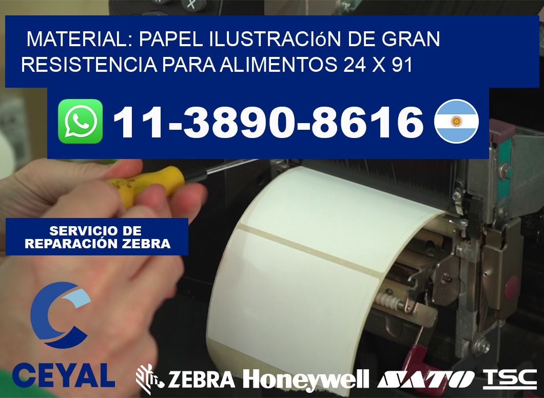 Material: papel ilustración de gran resistencia para alimentos 24 x 91