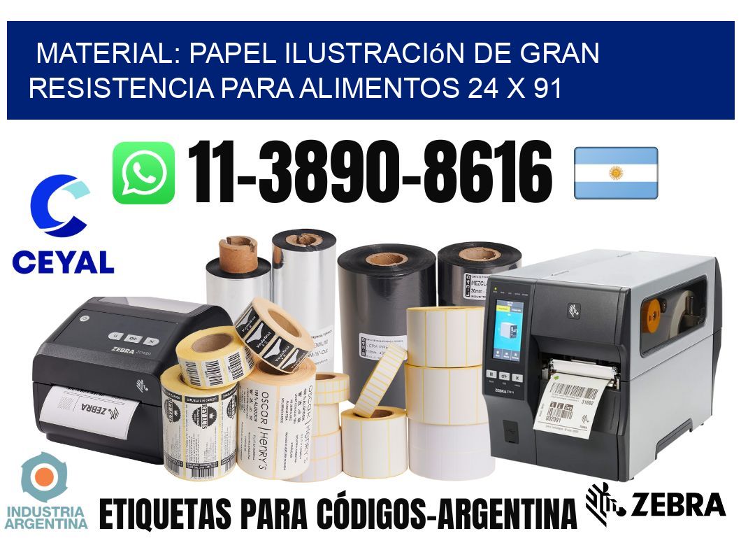 Material: papel ilustración de gran resistencia para alimentos 24 x 91