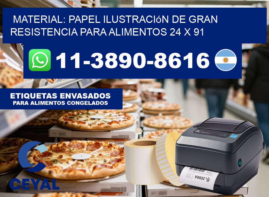 Material: papel ilustración de gran resistencia para alimentos 24 x 91