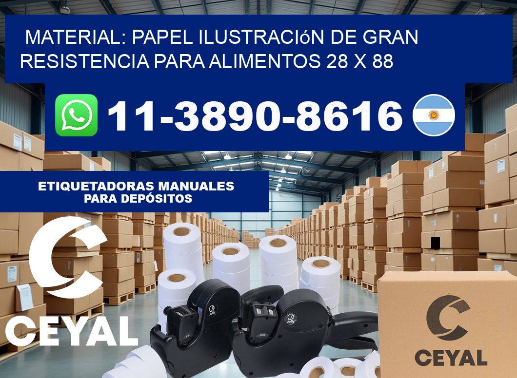 Material: papel ilustración de gran resistencia para alimentos 28 x 88