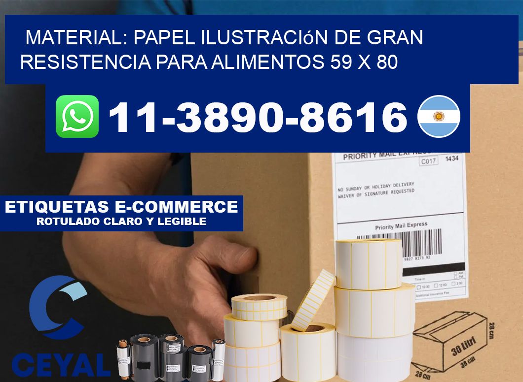 Material: papel ilustración de gran resistencia para alimentos 59 x 80