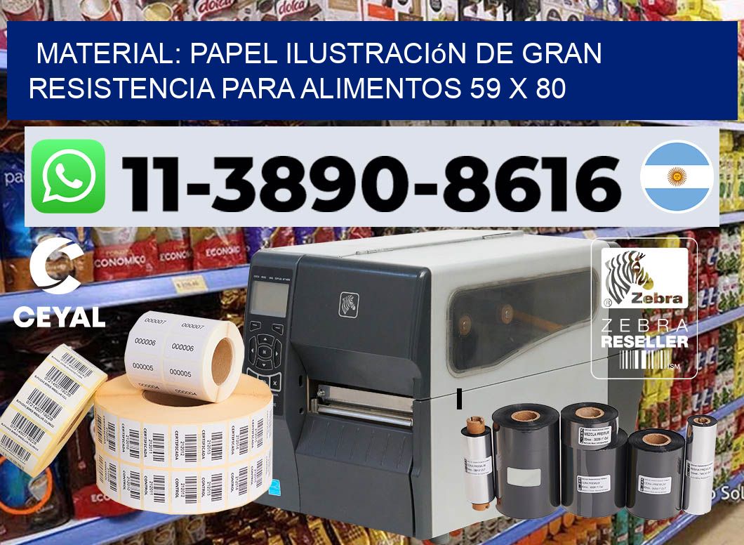 Material: papel ilustración de gran resistencia para alimentos 59 x 80