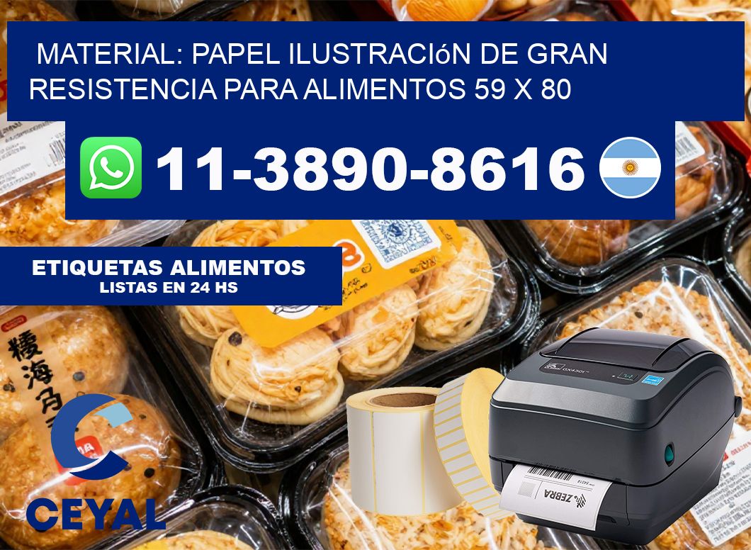 Material: papel ilustración de gran resistencia para alimentos 59 x 80