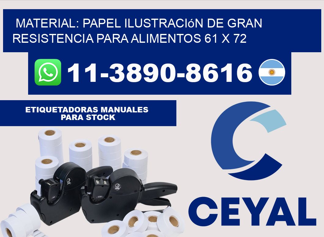 Material: papel ilustración de gran resistencia para alimentos 61 x 72