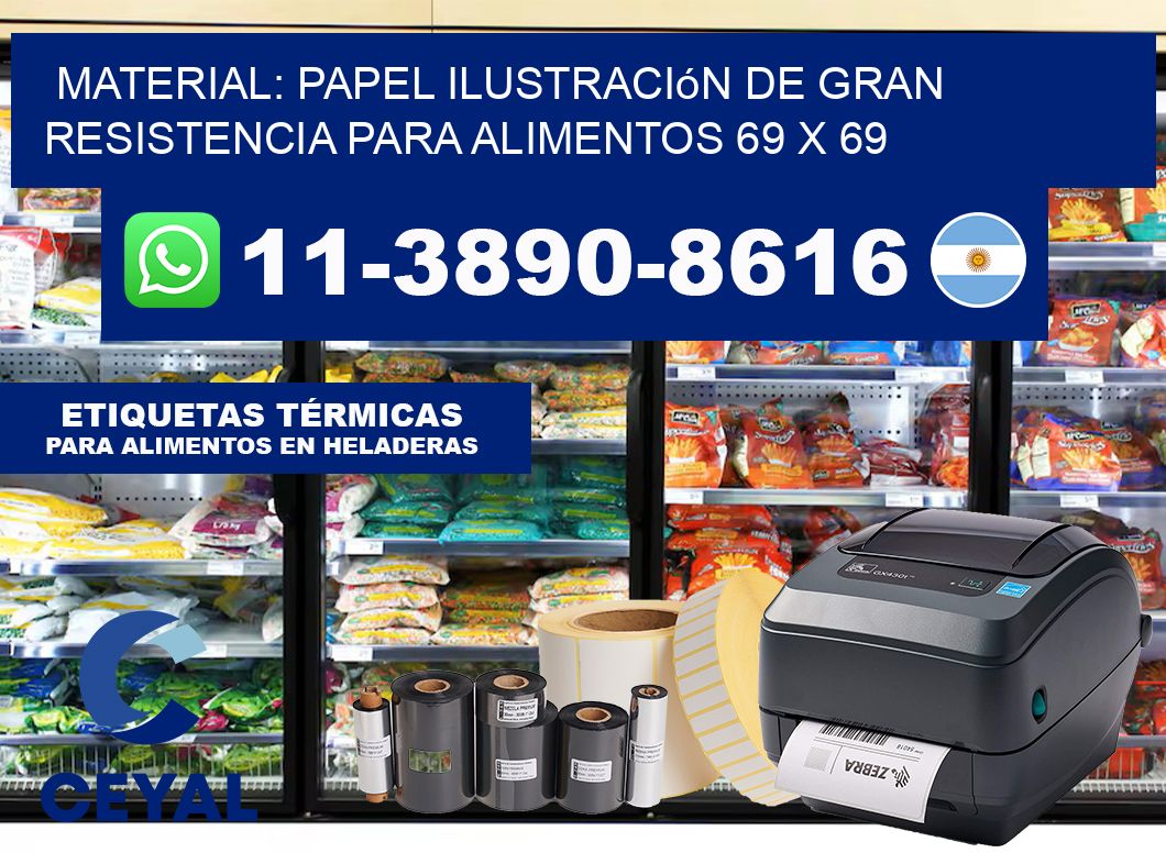 Material: papel ilustración de gran resistencia para alimentos 69 x 69