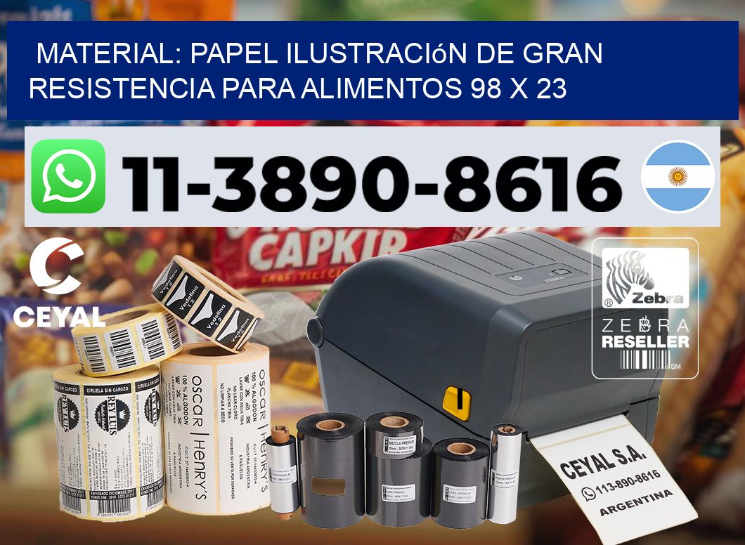 Material: papel ilustración de gran resistencia para alimentos 98 x 23