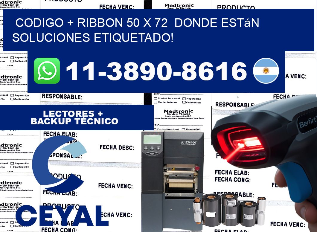 codigo + ribbon 50 x 72  donde están soluciones etiquetado!