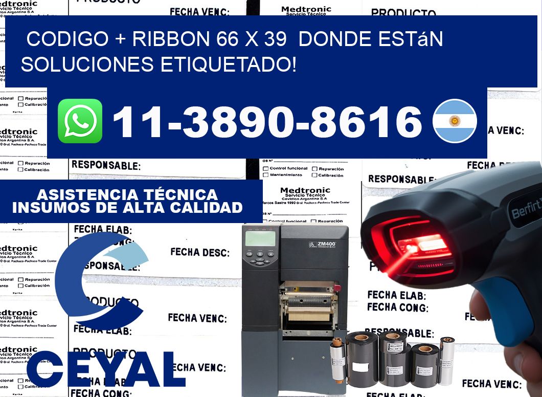 codigo + ribbon 66 x 39  donde están soluciones etiquetado!