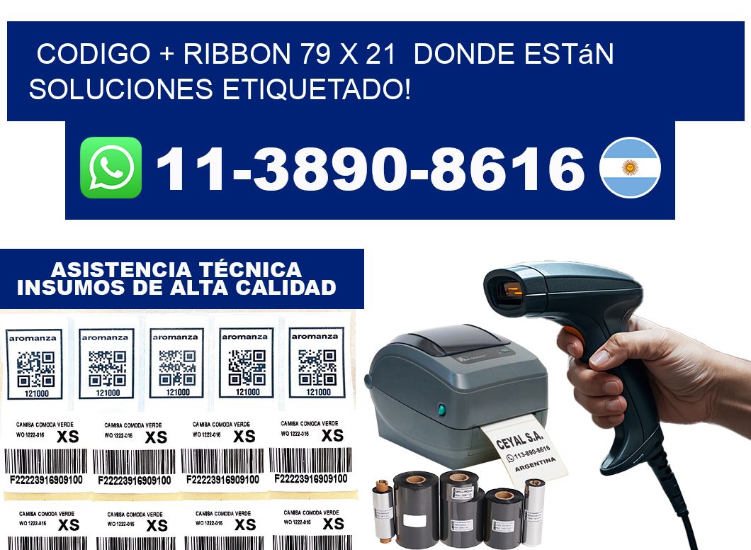 codigo + ribbon 79 x 21  donde están soluciones etiquetado!