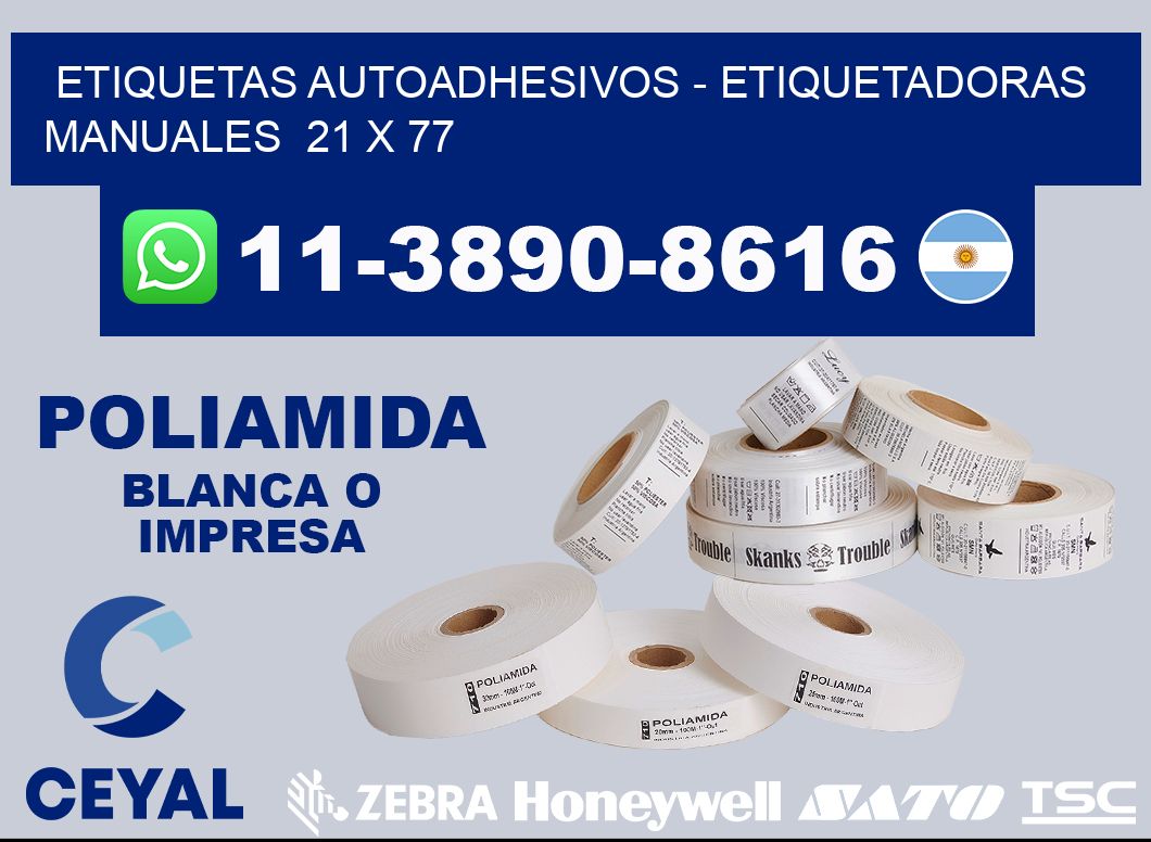 etiquetas autoadhesivos – Etiquetadoras Manuales  21 x 77