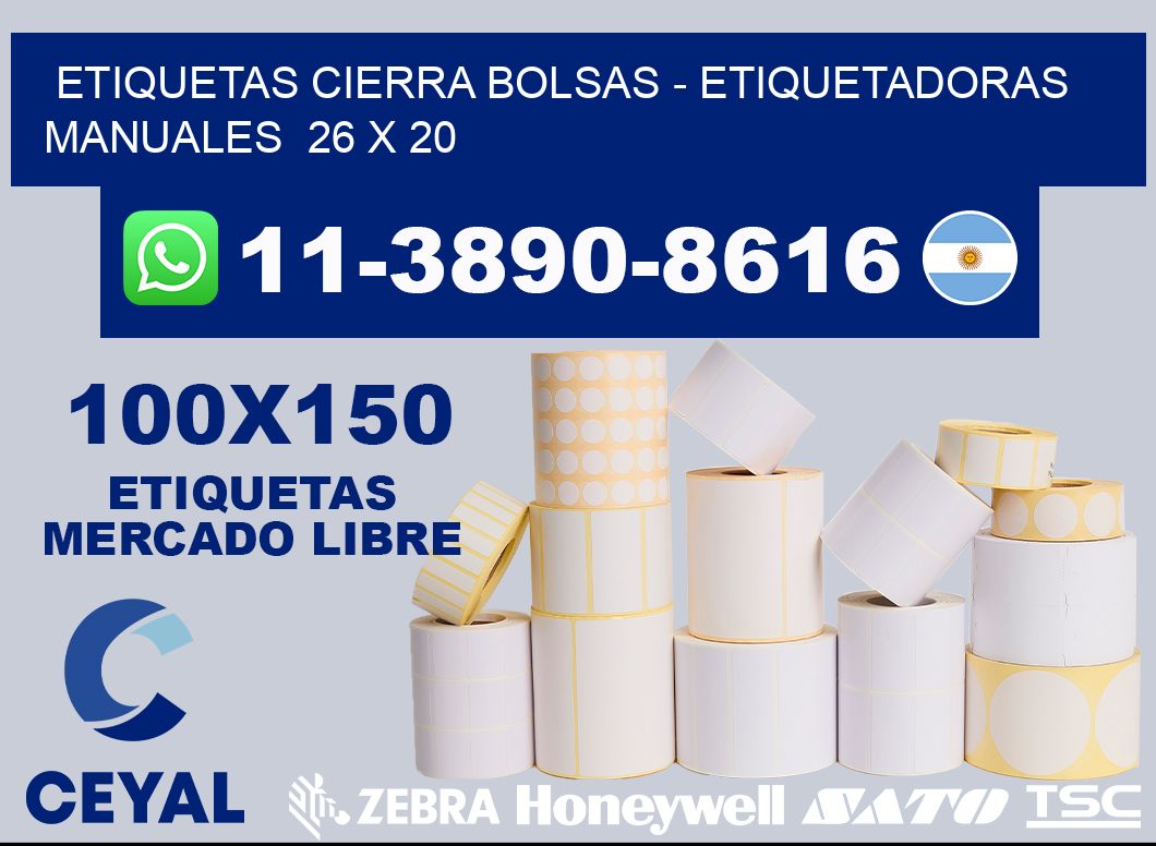 etiquetas cierra bolsas - Etiquetadoras Manuales  26 x 20