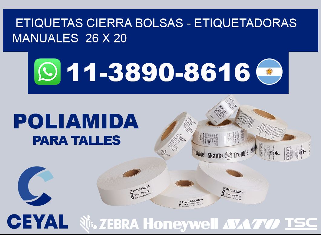 etiquetas cierra bolsas - Etiquetadoras Manuales  26 x 20
