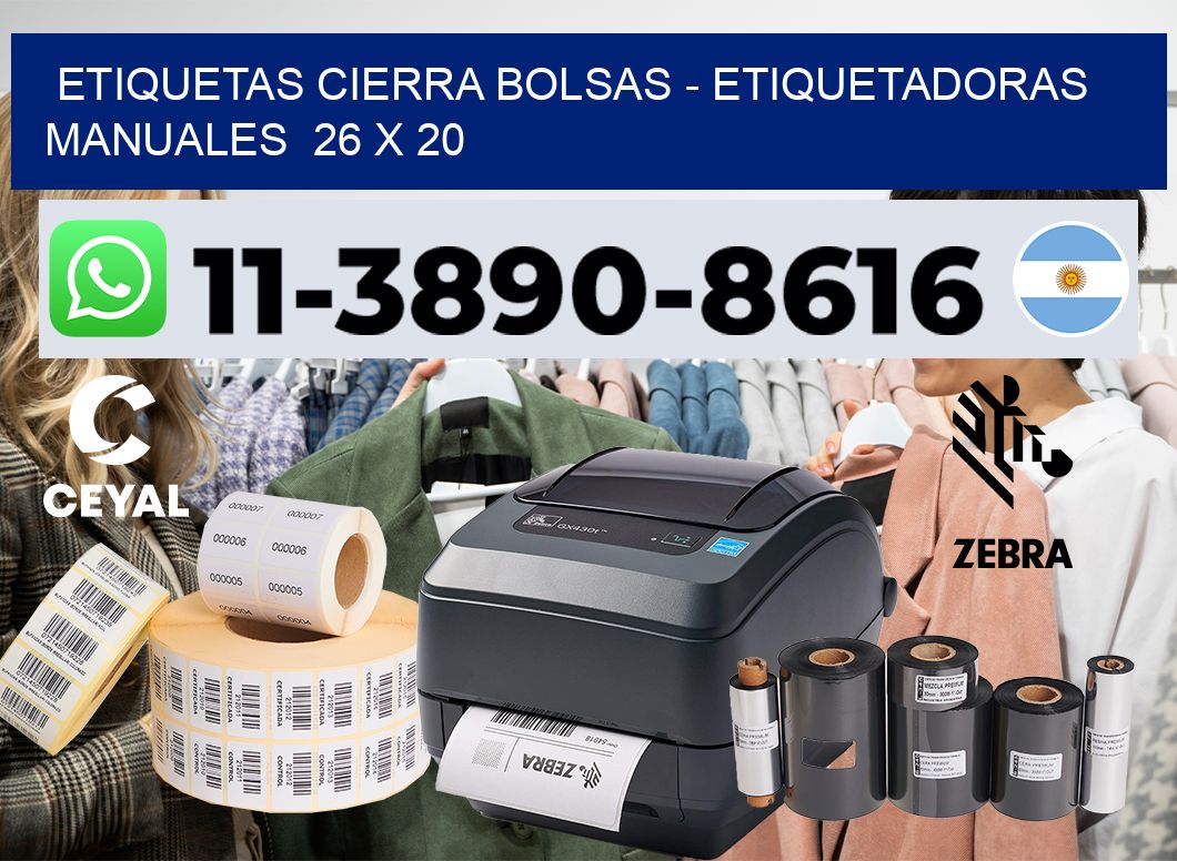 etiquetas cierra bolsas - Etiquetadoras Manuales  26 x 20