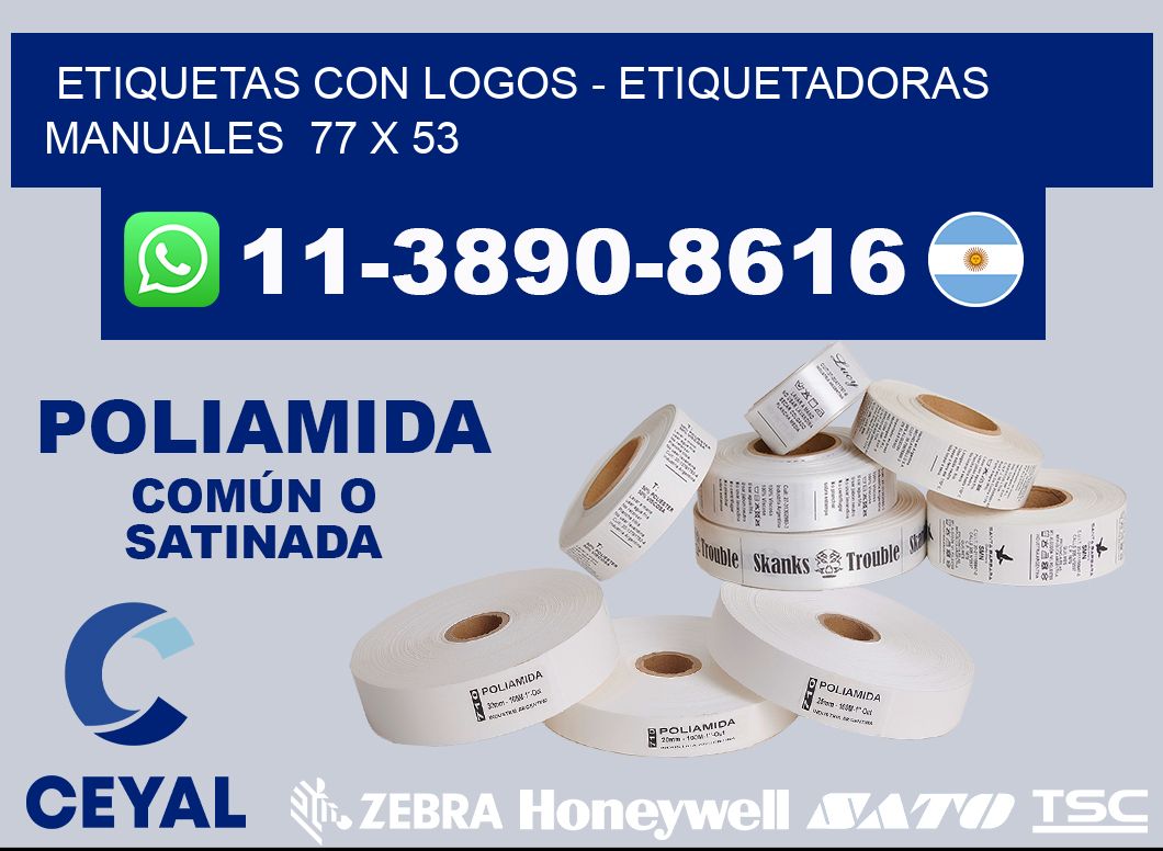 etiquetas con logos - Etiquetadoras Manuales  77 x 53