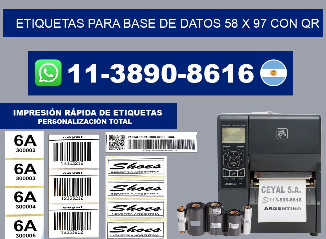 etiquetas para base de datos 58 x 97 con QR