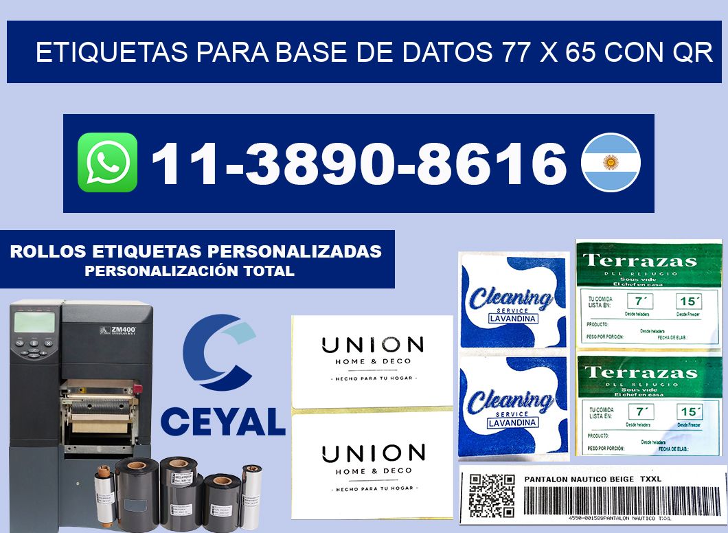 etiquetas para base de datos 77 x 65 con QR