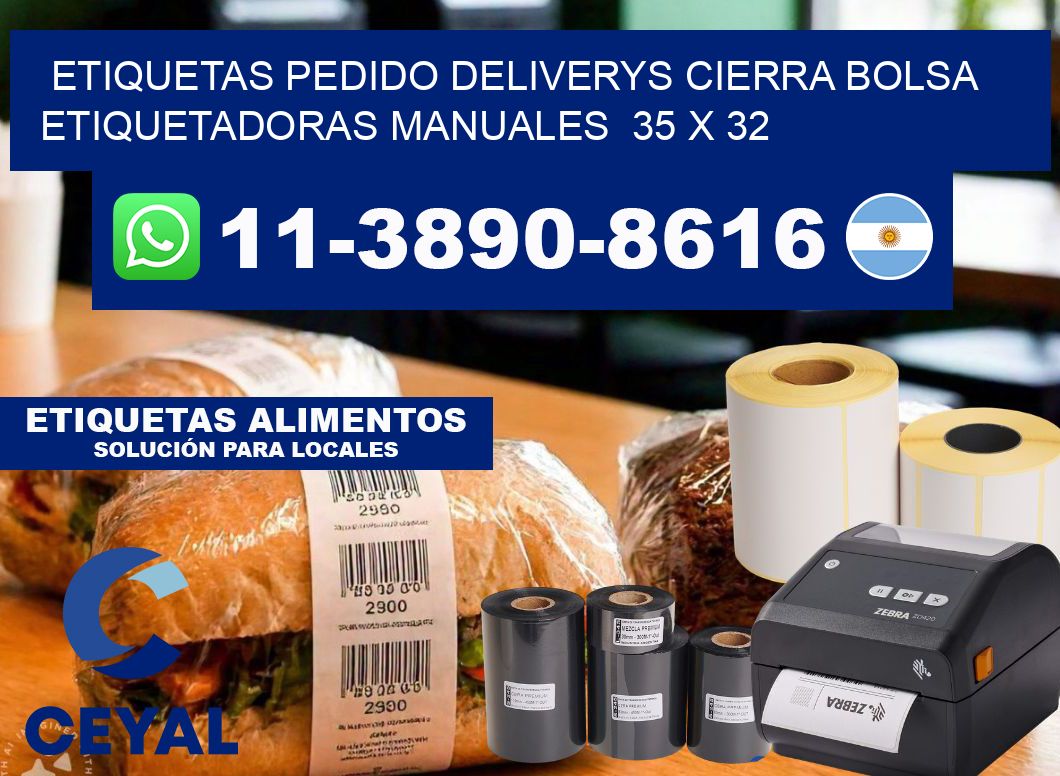 etiquetas pedido deliverys cierra bolsa  Etiquetadoras Manuales  35 x 32