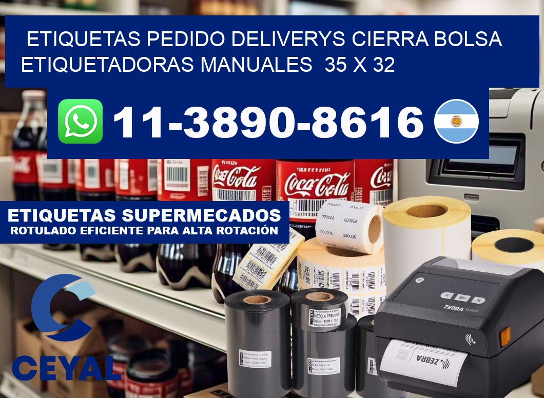 etiquetas pedido deliverys cierra bolsa  Etiquetadoras Manuales  35 x 32