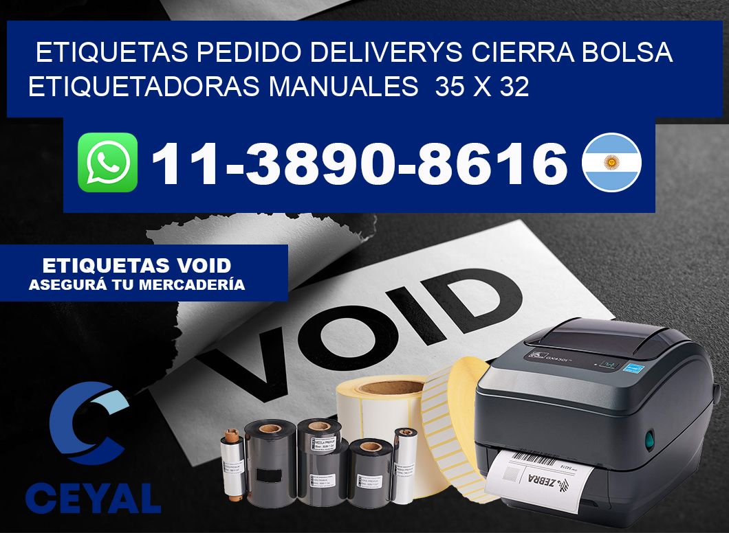 etiquetas pedido deliverys cierra bolsa  Etiquetadoras Manuales  35 x 32