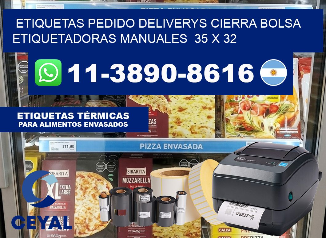 etiquetas pedido deliverys cierra bolsa  Etiquetadoras Manuales  35 x 32