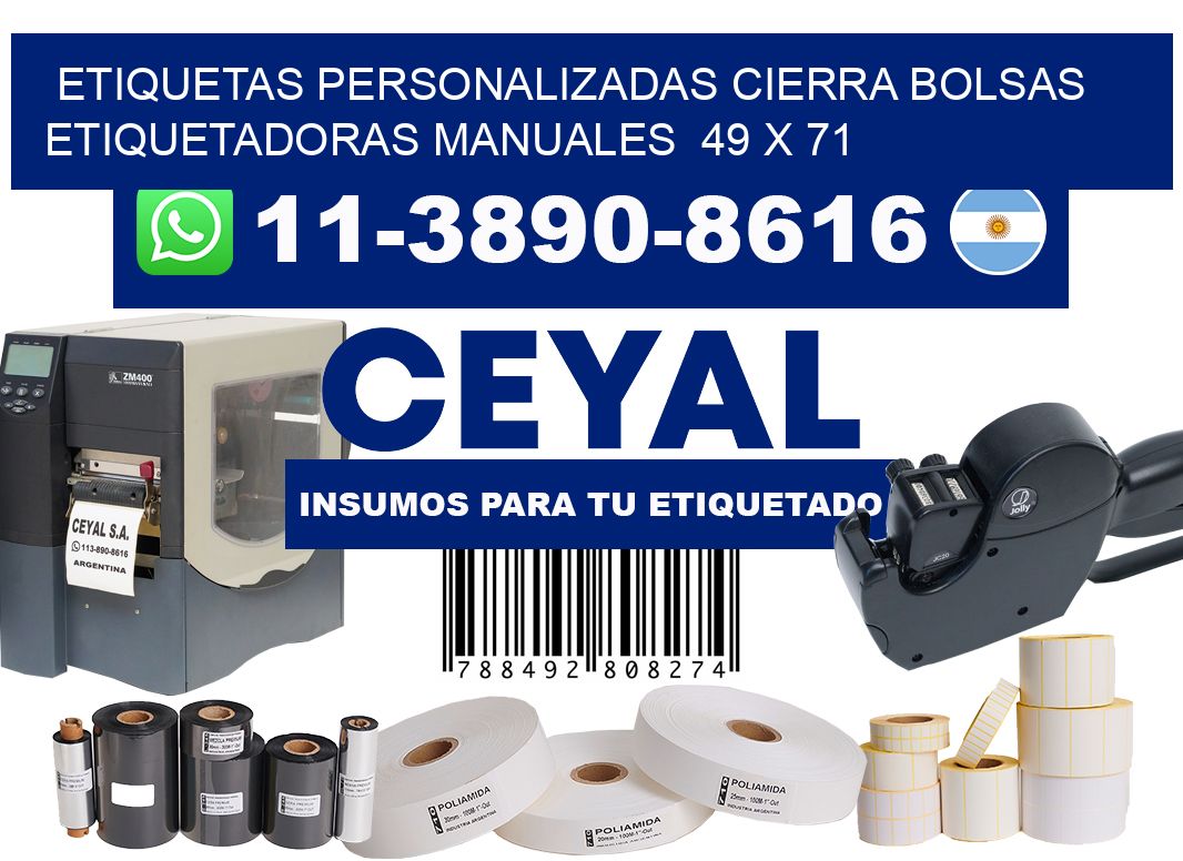 etiquetas personalizadas cierra bolsas  Etiquetadoras Manuales  49 x 71