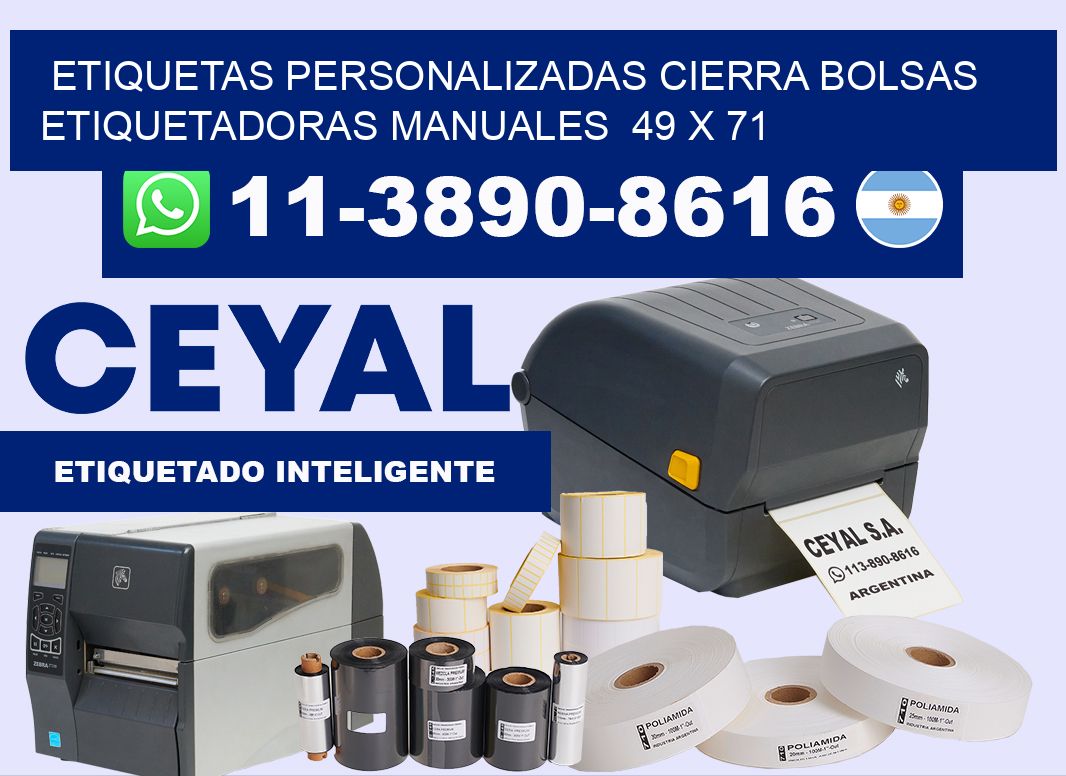 etiquetas personalizadas cierra bolsas  Etiquetadoras Manuales  49 x 71