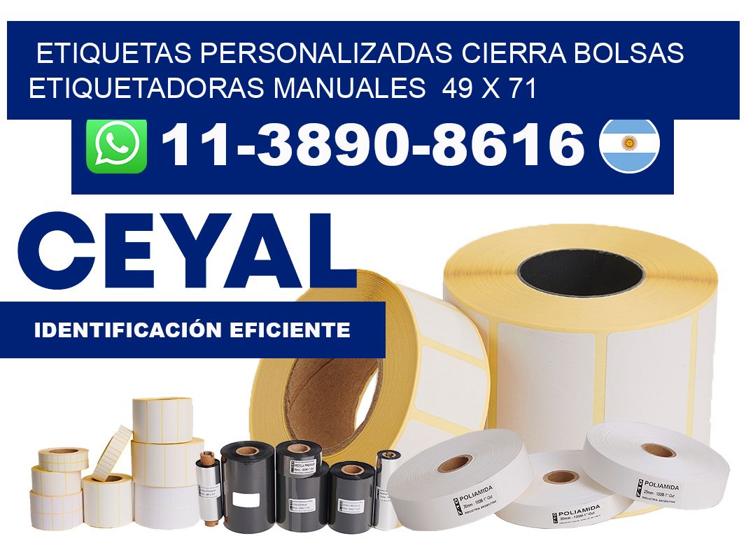 etiquetas personalizadas cierra bolsas  Etiquetadoras Manuales  49 x 71