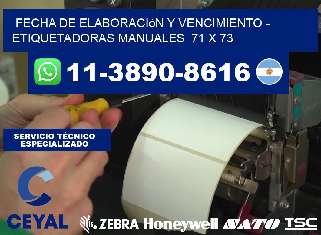 fecha de elaboración y vencimiento - Etiquetadoras Manuales  71 x 73