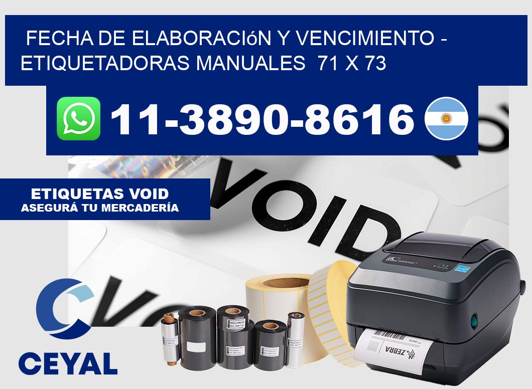 fecha de elaboración y vencimiento - Etiquetadoras Manuales  71 x 73