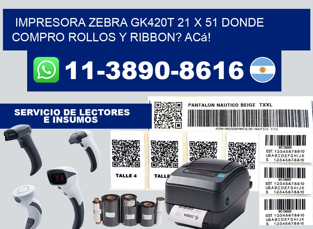 impresora zebra gk420t 21 x 51 Donde compro rollos y ribbon? Acá!