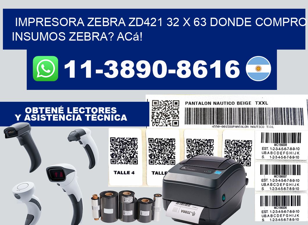 impresora zebra zd421 32 x 63 Donde compro insumos zebra? Acá!