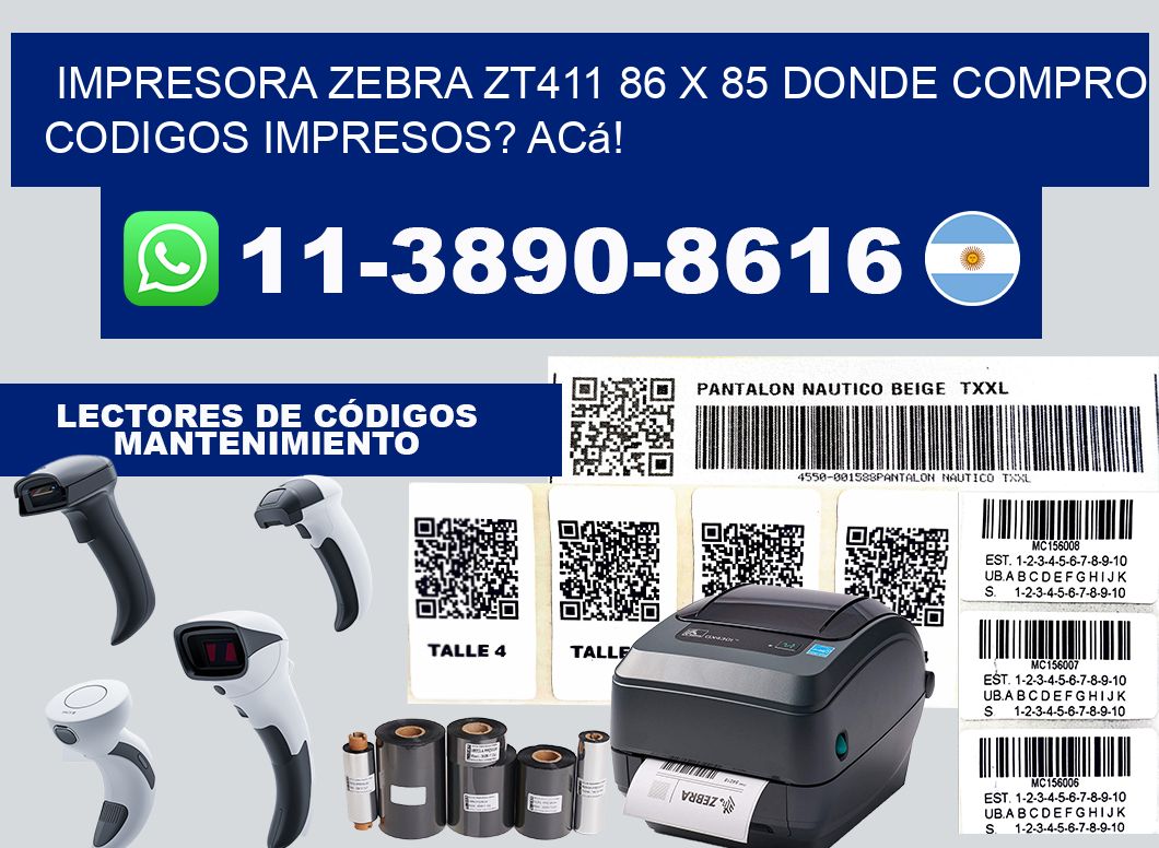 impresora zebra zt411 86 x 85 Donde compro codigos impresos? Acá!