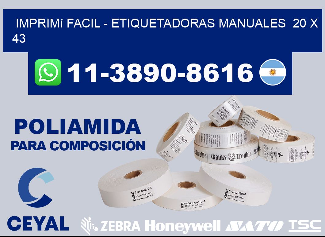 imprimí facil - Etiquetadoras Manuales  20 x 43
