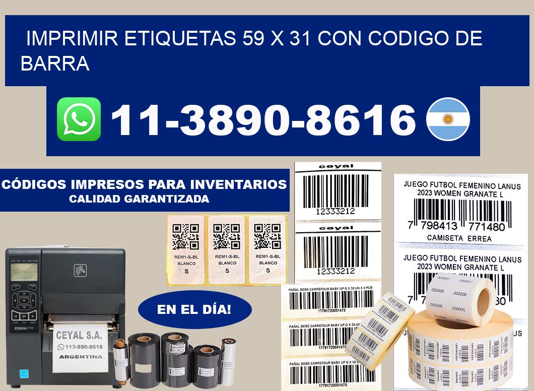 imprimir etiquetas 59 x 31 con codigo de barra