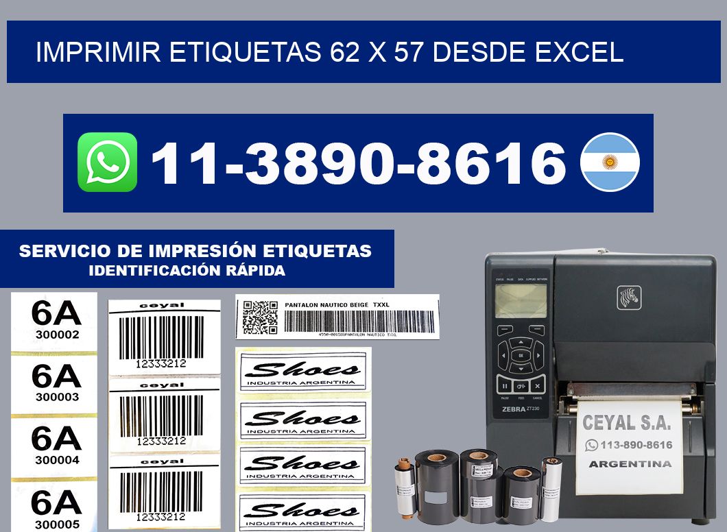 imprimir etiquetas 62 x 57 desde excel