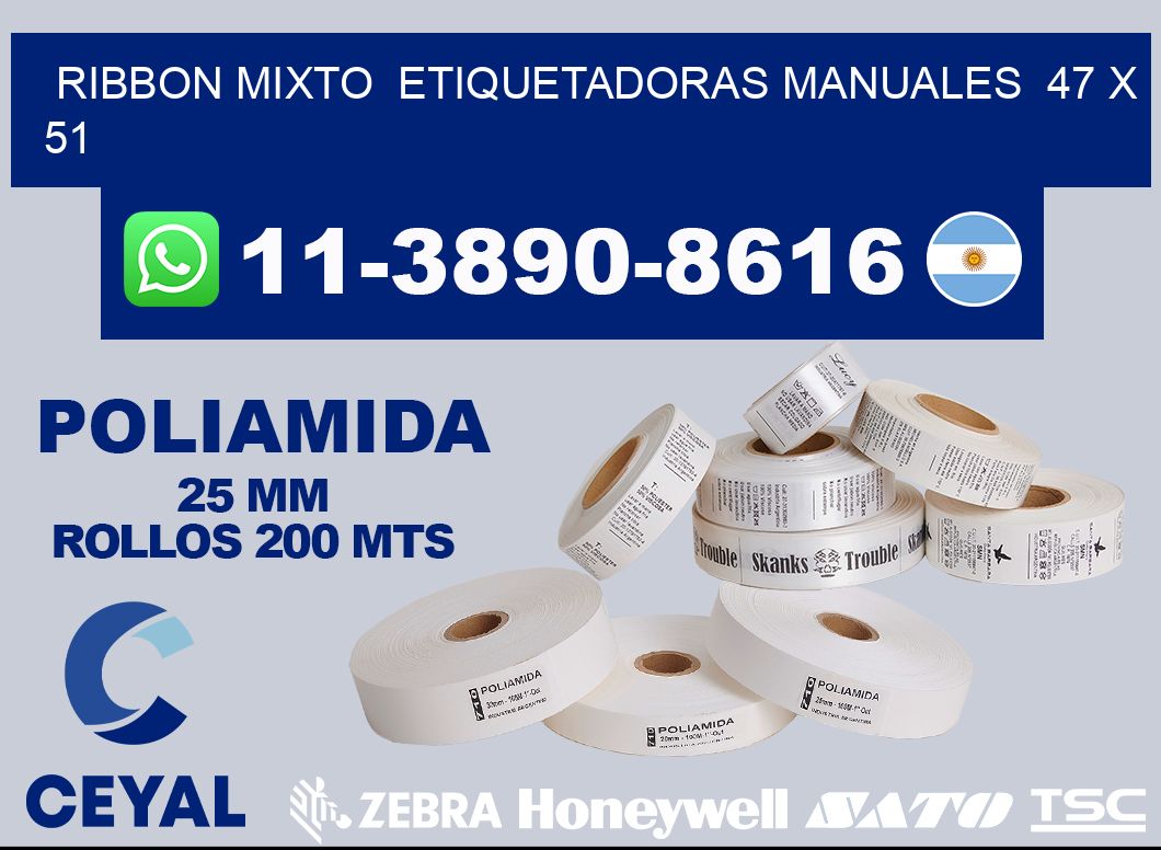 ribbon mixto Etiquetadoras Manuales 47 x 51