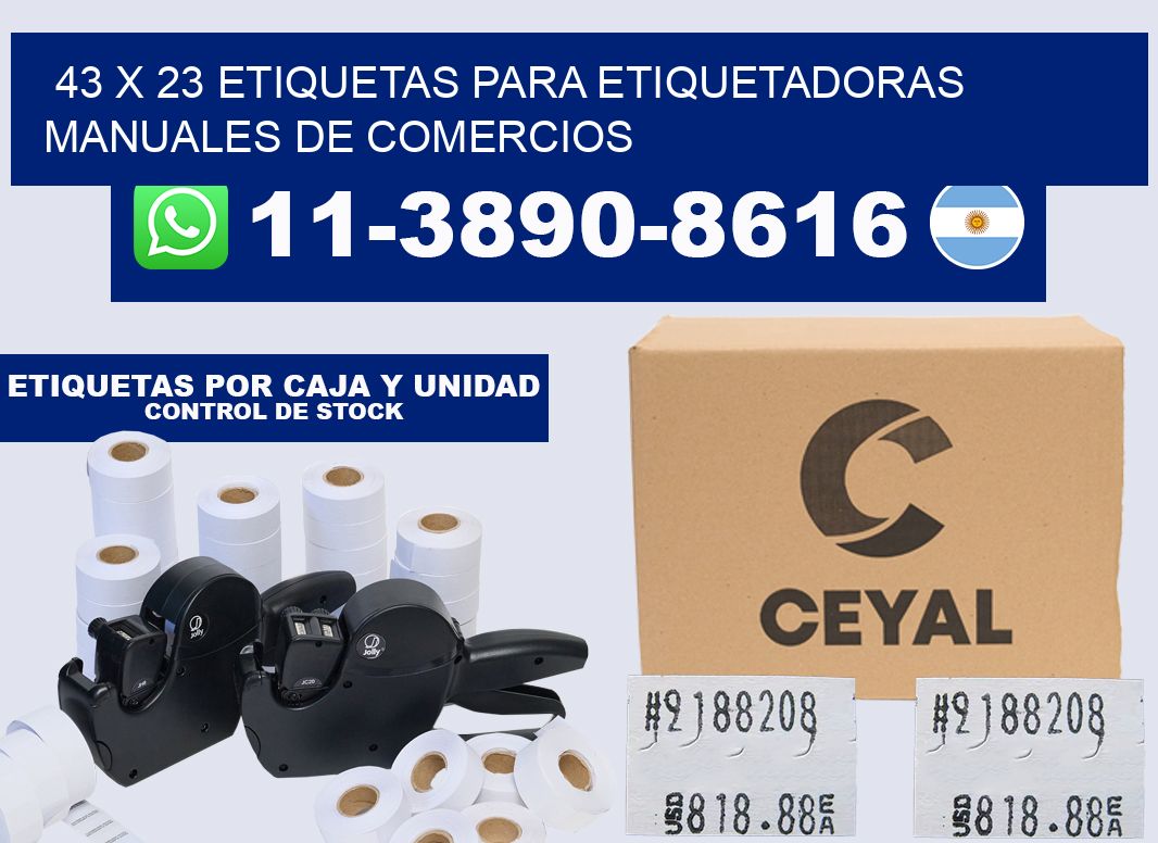 43 x 23 etiquetas para etiquetadoras manuales de comercios