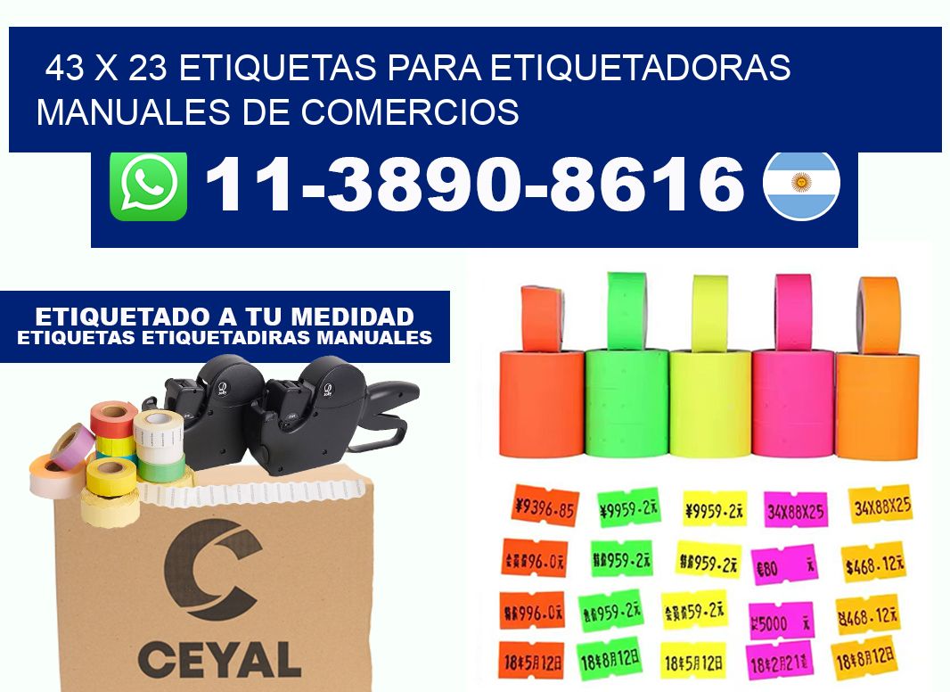 43 x 23 etiquetas para etiquetadoras manuales de comercios