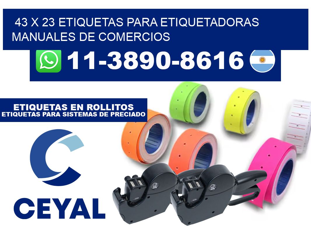 43 x 23 etiquetas para etiquetadoras manuales de comercios