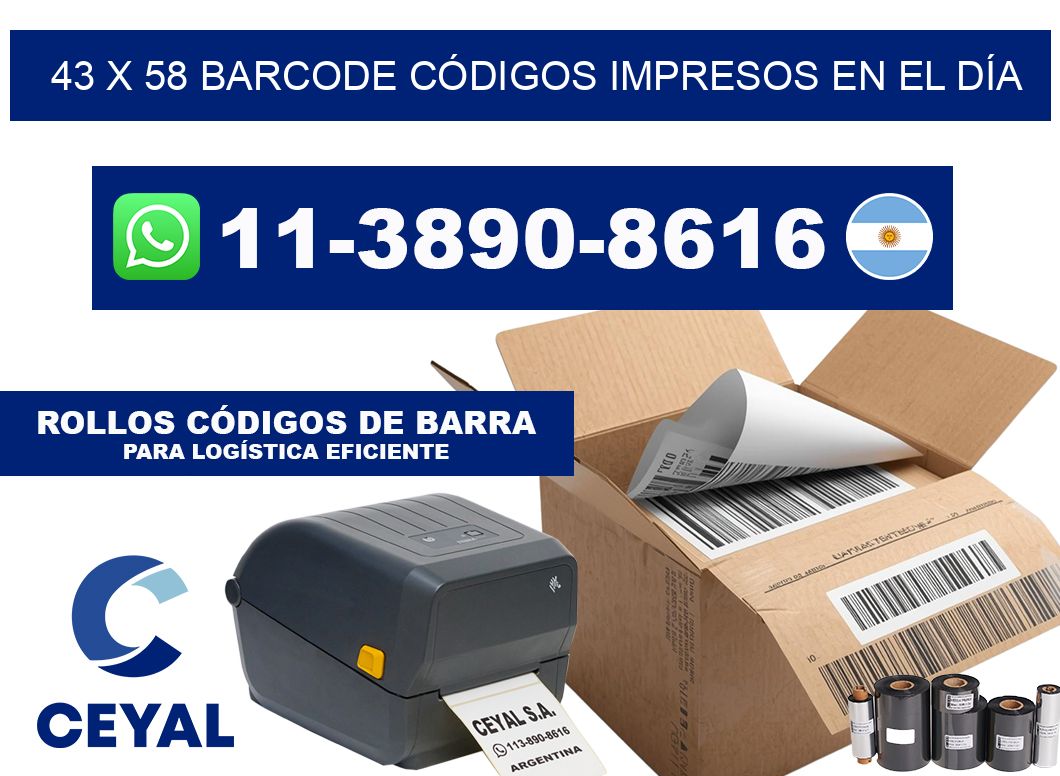 43 x 58 BARCODE CÓDIGOS IMPRESOS EN EL DÍA