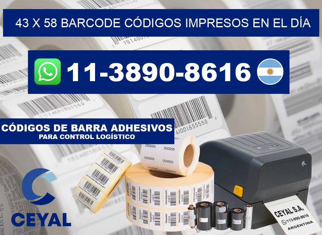 43 x 58 BARCODE CÓDIGOS IMPRESOS EN EL DÍA