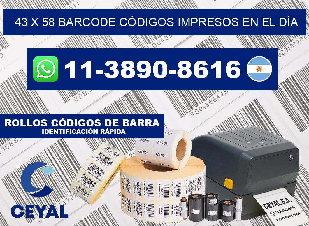 43 x 58 BARCODE CÓDIGOS IMPRESOS EN EL DÍA