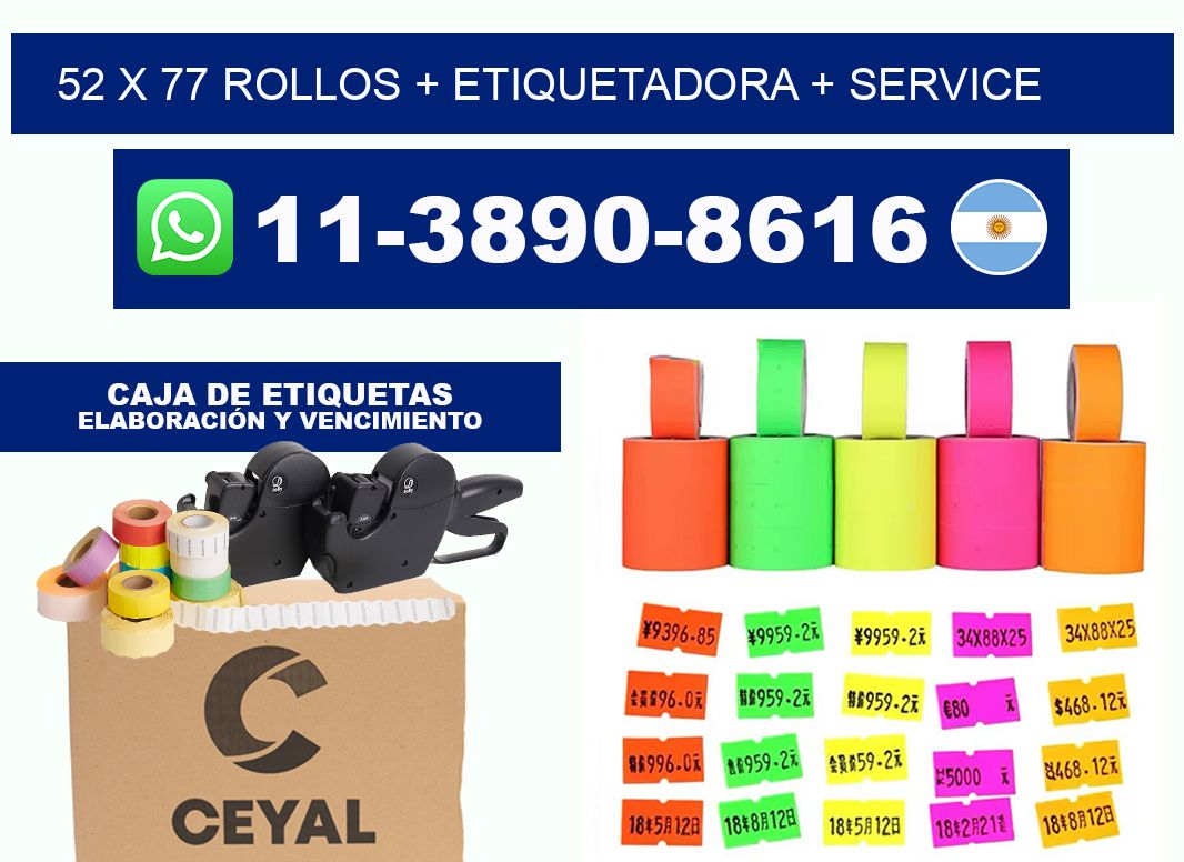 52 x 77 rollos + etiquetadora + service