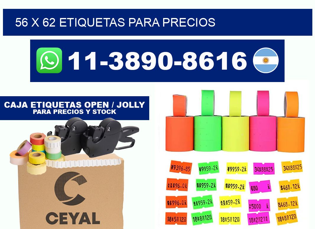 56 x 62 etiquetas para precios