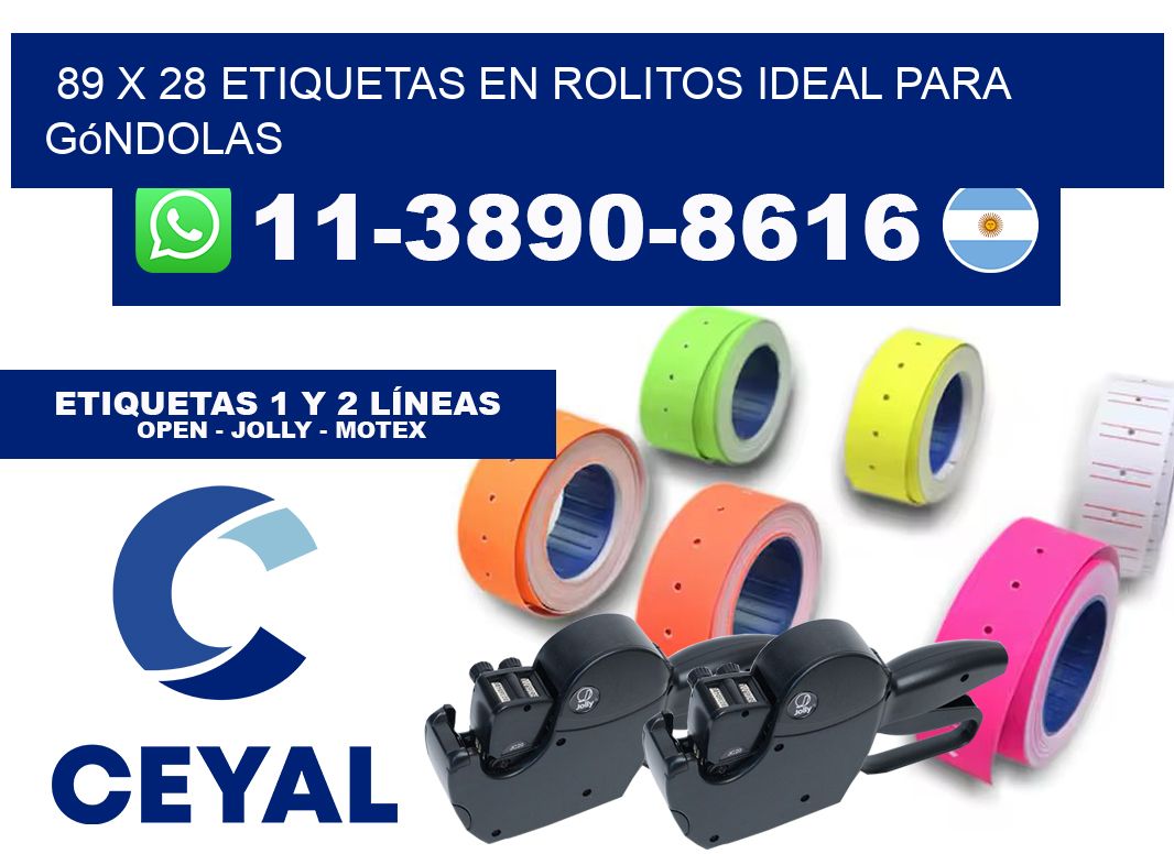 89 x 28 etiquetas en rolitos ideal para góndolas