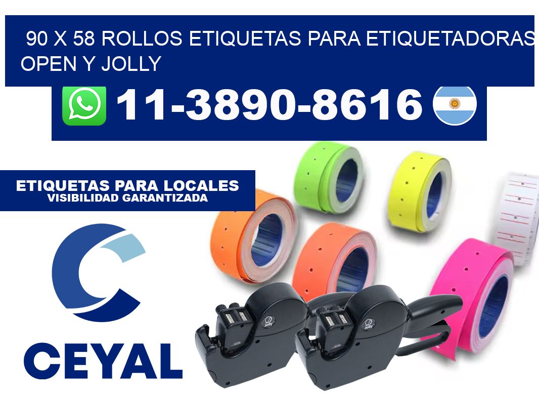 90 x 58 Rollos etiquetas para etiquetadoras open y jolly