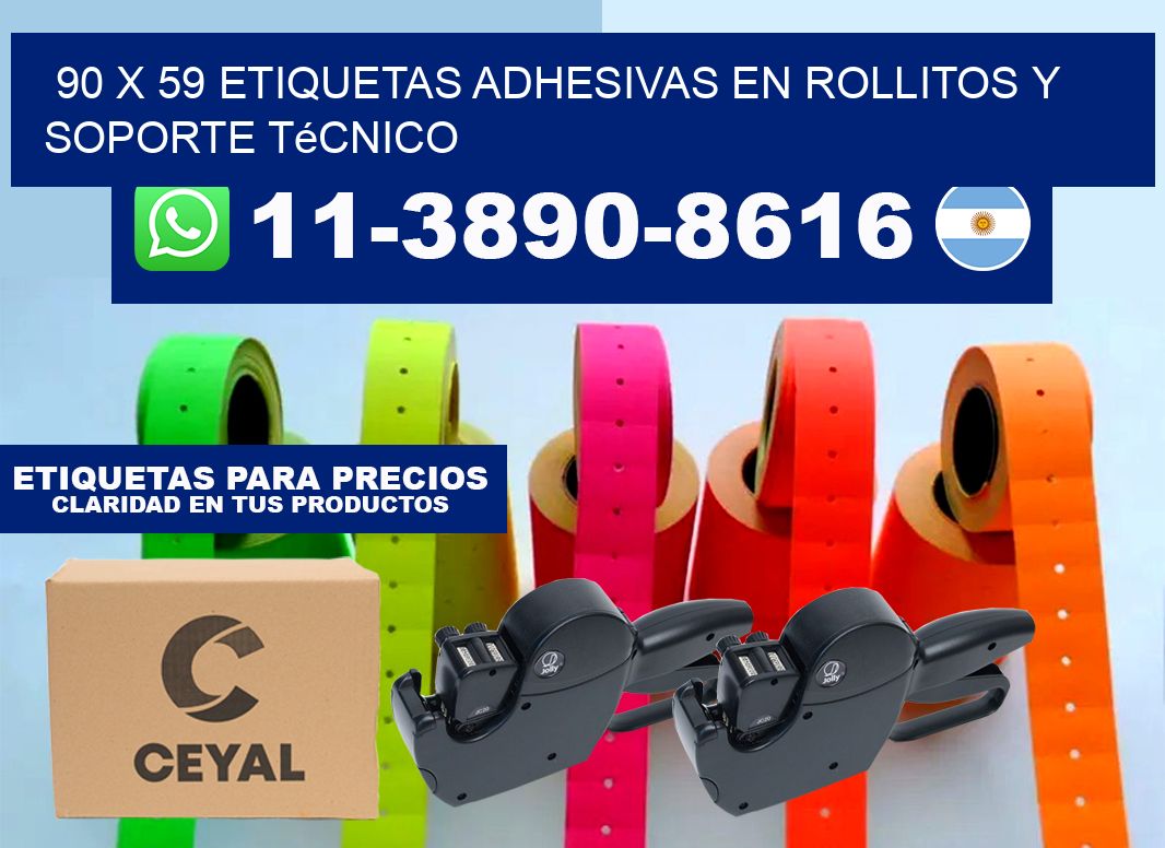 90 x 59 Etiquetas adhesivas en rollitos y soporte técnico